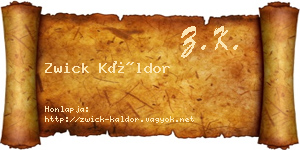 Zwick Káldor névjegykártya